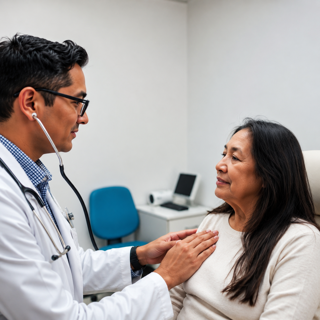 Physician caring for patient