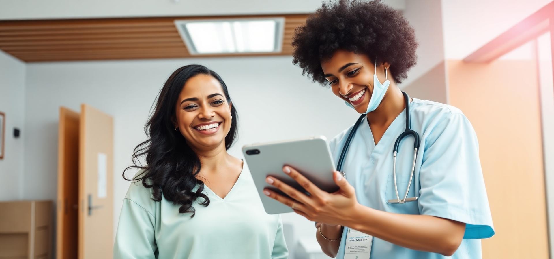 Patient and coordinator reviewing study information