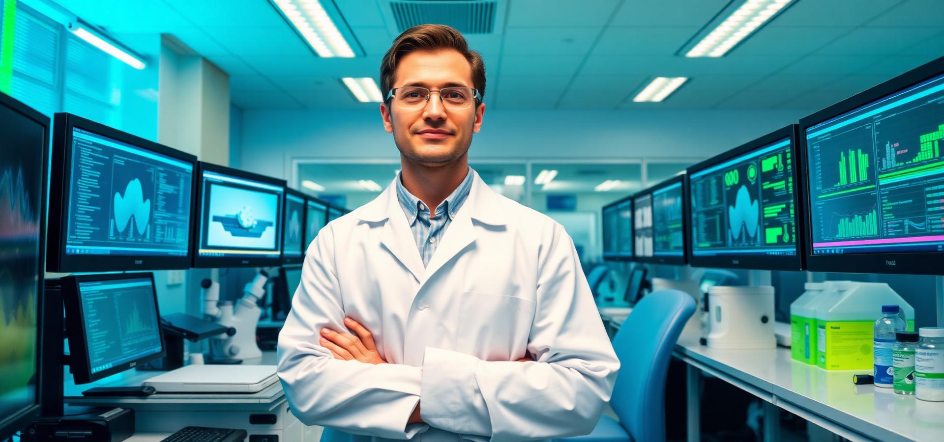Research scientist at pharmaceutical analytics workstation
